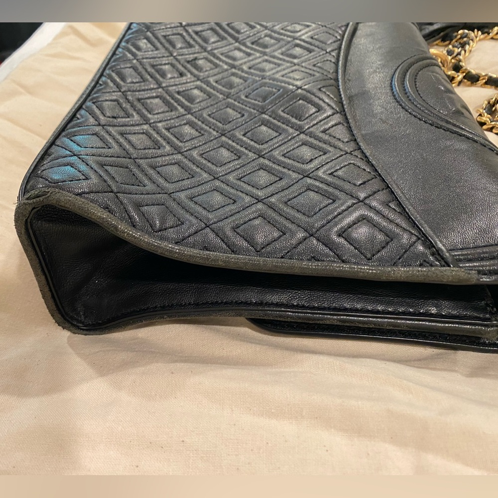 Tory Burch Fleming Diamond Quilted Lamb Leather Purse Black - Picture 11 of 16